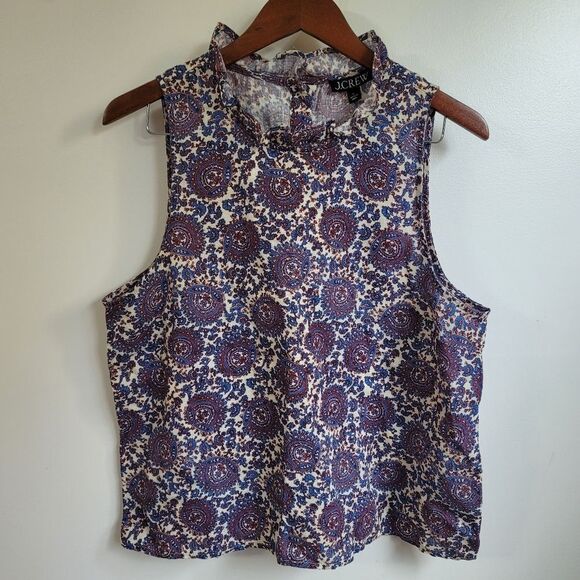 New J. Crew Fleur Top in Floral Linen Size Large - Picture 1 of 6